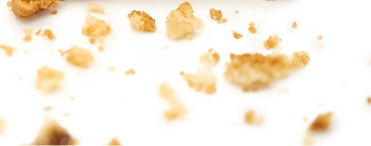 Crumbs on a white table